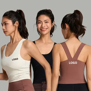 Wholesale Custom Logo Yoga Gym Top High Impact Sports Bras for Women Fitness Padding Woman Sports Bra Shockproof Racerback Bra