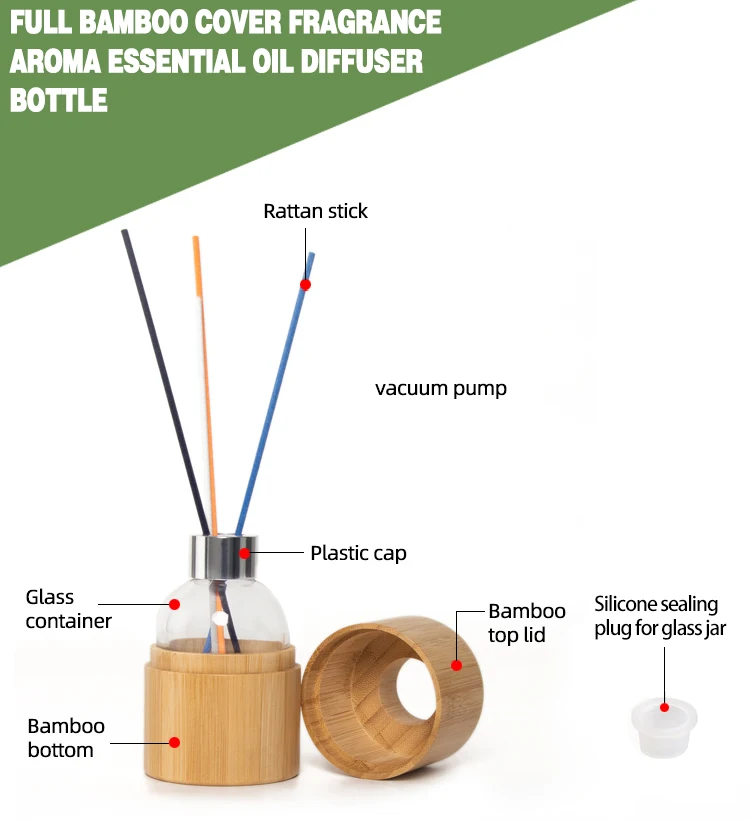 Best Selling Reed Diffuser Set Wood Bottle With Rattan Customize Wholesale Price Bamboo Wood