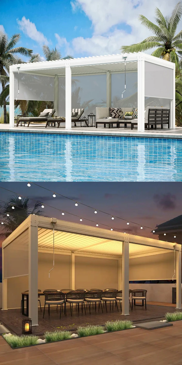 6m x 3m Gazebo with Retractable Louvre Roof – Custom Outdoor Pergola（9）