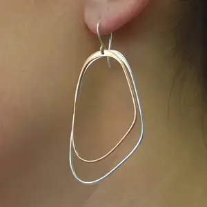 2026 Wholesale High Quality Large Fashion 925 Sterling Silver Rose Gold Plated Large Twin Drop Earrings for Women Gift