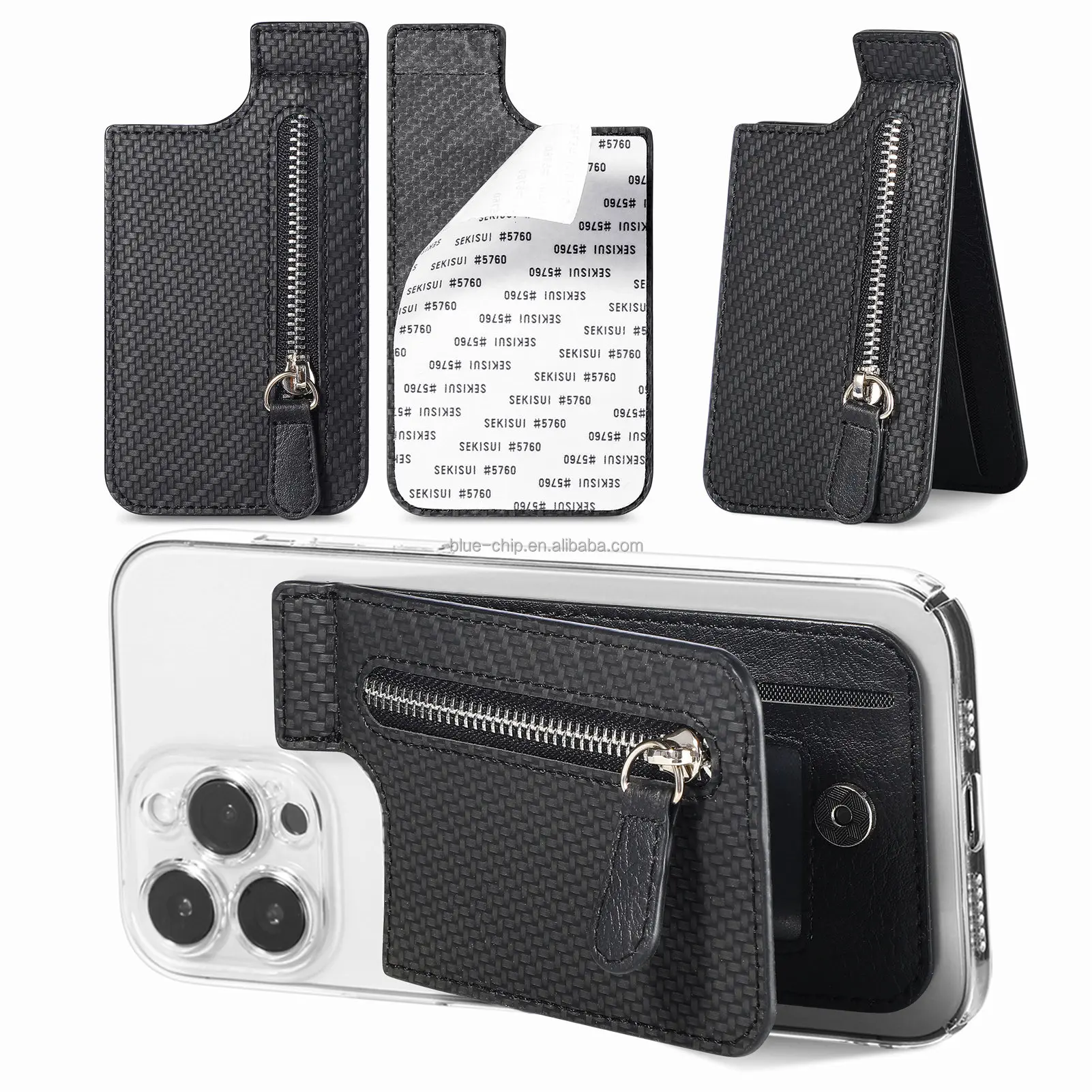 Luxury PU Leather Magnet Card Holder Wallet for Phone with Stand