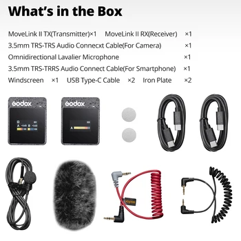 Godox MoveLink II M1 M2 2.4GHz Wireless Lavalier Omnidirectional Microphone Transmitter Receiver for Phone DSLR Camera detail image