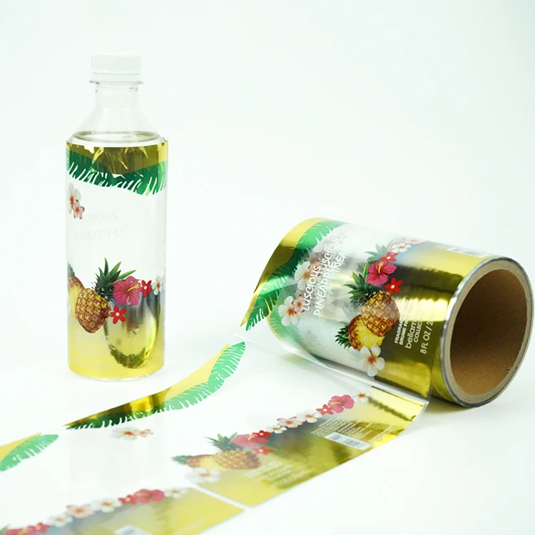 Custom waterproof roll sticky sticker plastic transparent silver stamping bottle label for beverage and juice packing