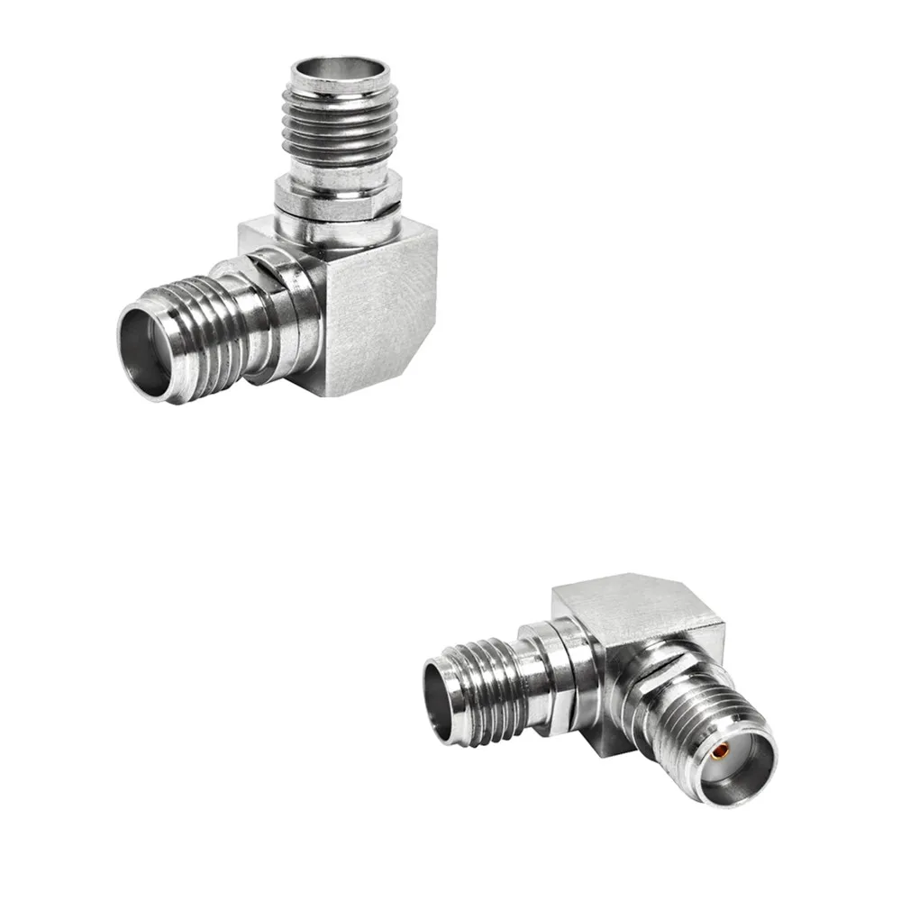 RF Microwave DC-18GHz  90 Degree RF Connector SMA Female Jack to SMA Female Right Angle Stainless Steel Coaxial  Adapter