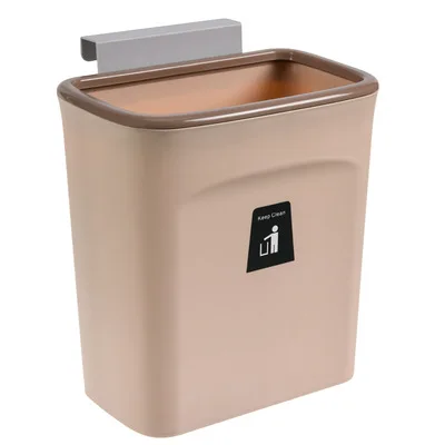 Wall Mounted Kitchen Cabinet Door Garbage Bin With Lid Plastic Hanging Waste Bin Punch-Free Trash Can