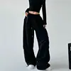 Pantaloni neri a gamba dritta in cordura