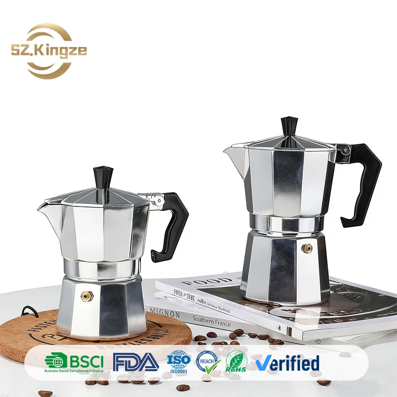 Kingze Classic High Quality Aluminum Stovetop Espresso Coffee Maker -  Portable & Durable