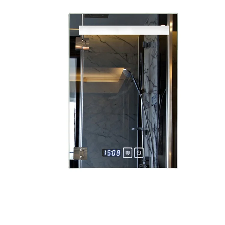 Antifog Function Led Bathroom Mirror With Digital Clock
