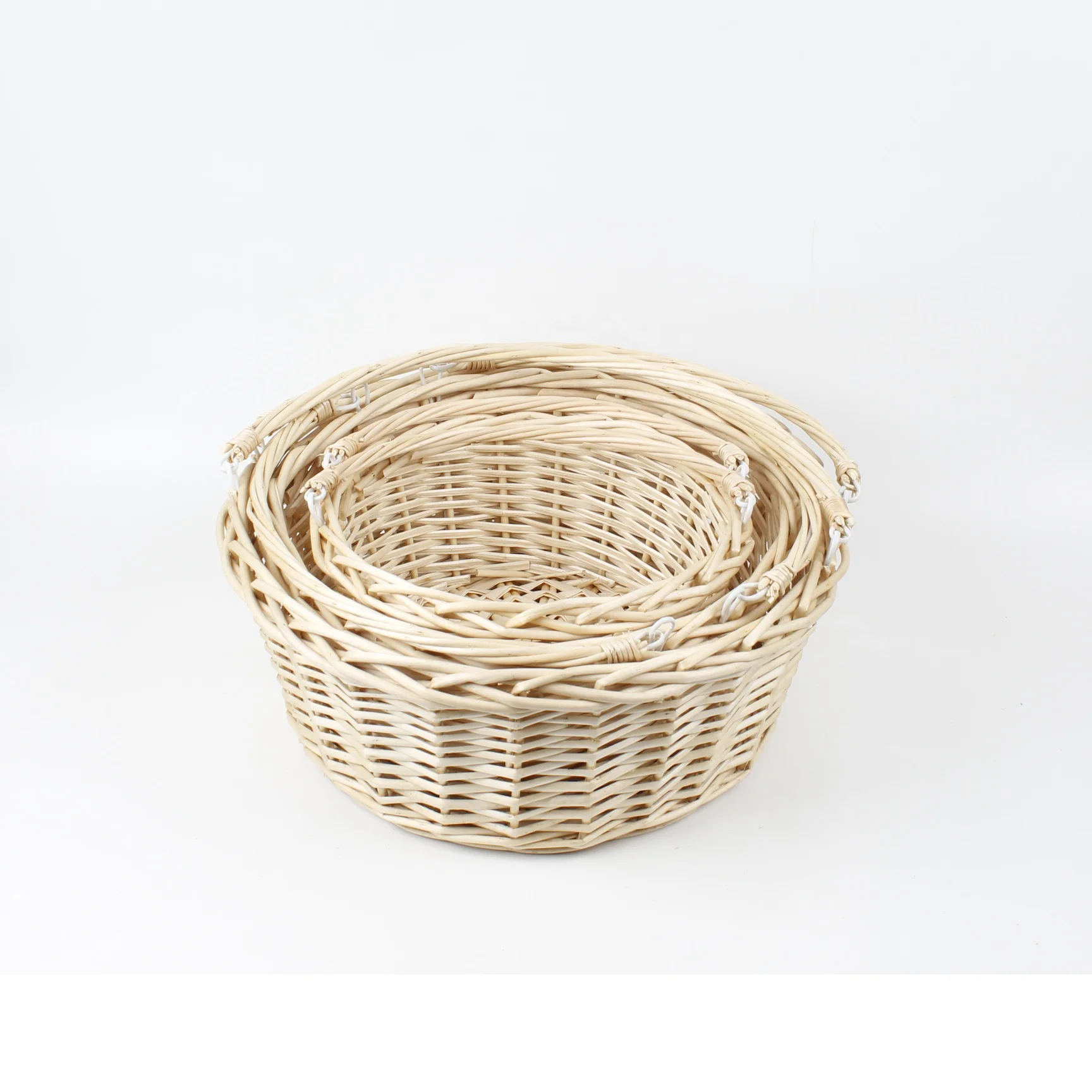 White Wash Gift Wicker Flower Basket With Handle Buy White Wash