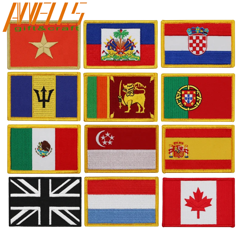 TOPPA RICAMATA BANDIERA AMERICANA BORDO BIANCO USA Gancio/anello Di - Foto 8