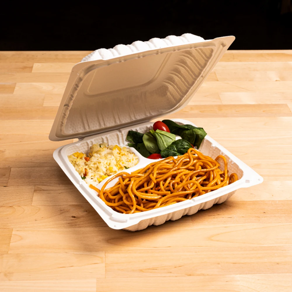 3 Compartment Hinged Lid Disposable Meal Lunch Box,disposable Clamshell ...