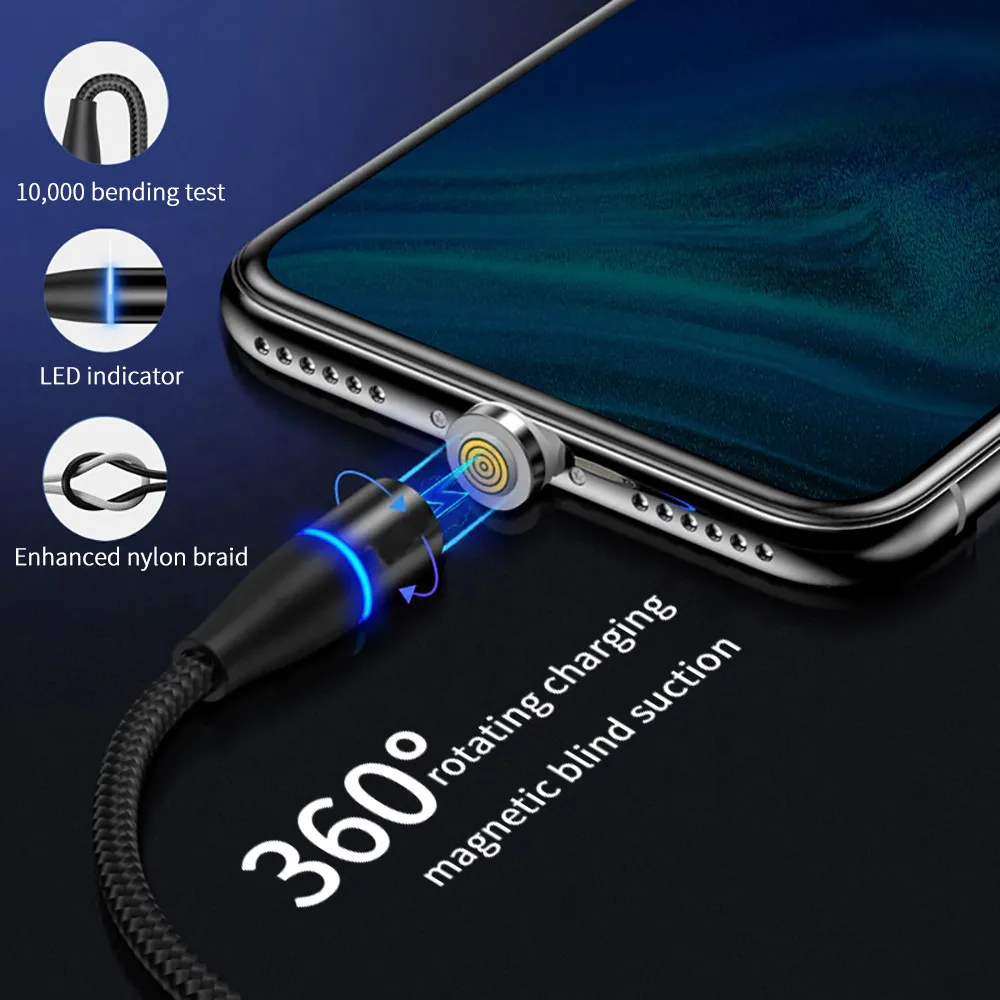 Nylon Braided Metal Alloy Round Magnetic Tip USB Data Cable - ANKUX.COM