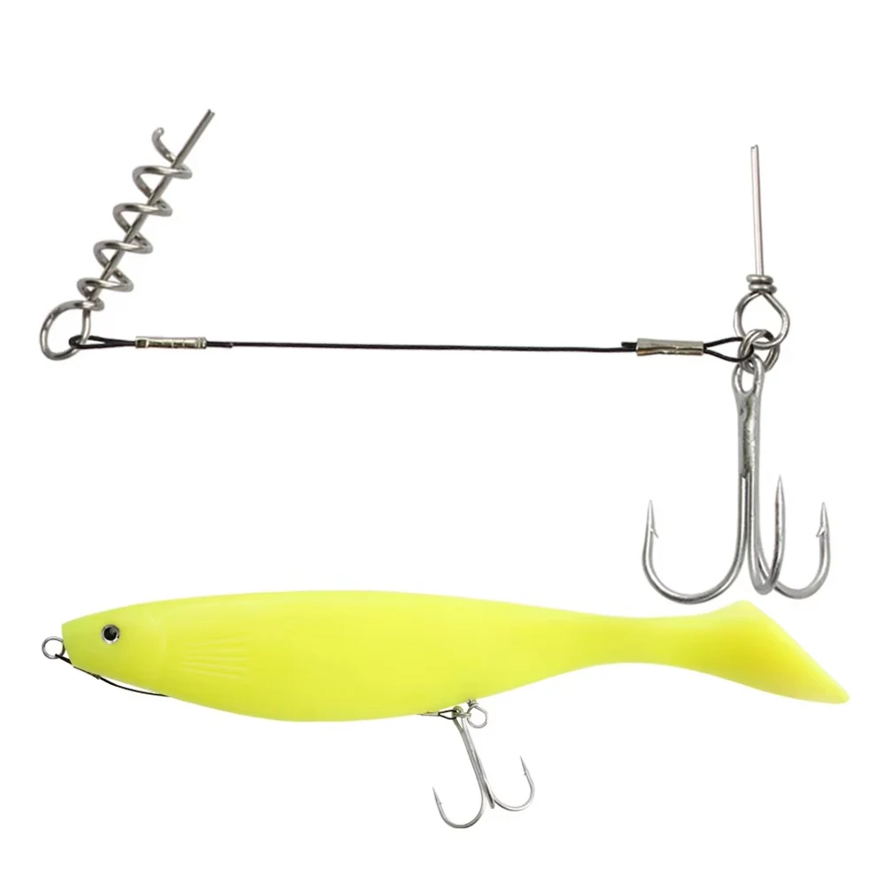 corkscrew fishing lure Spinpoler Corkscrew Stinger Shallow Rig System Rubber Fish Single Treble  Hook Wire Trace for Lure Soft Baits Pike Perch Fishing