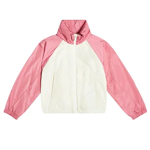Fashion Style Autumn Spring Girls Zipper Polyester Color Block Children Winter Jacket Coat