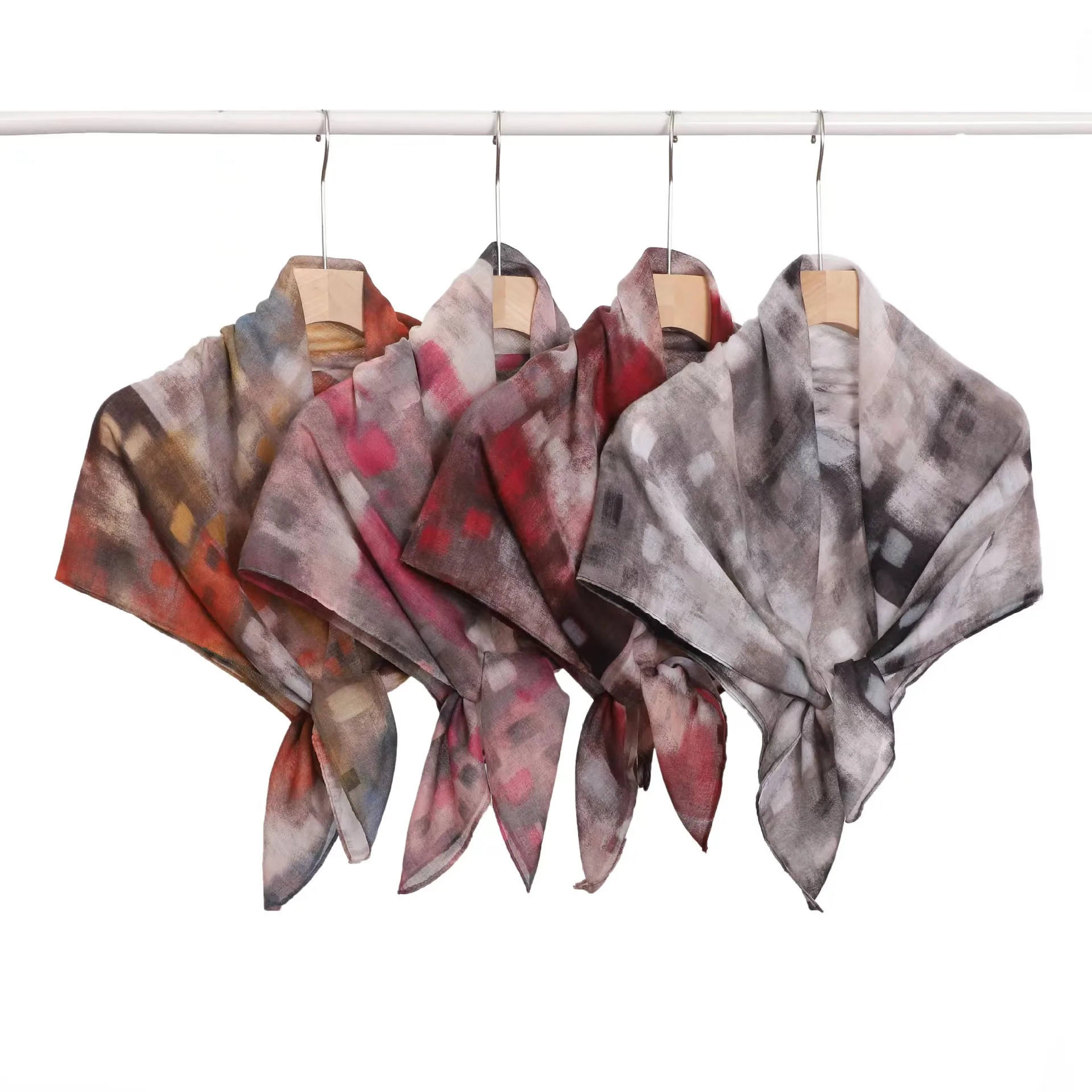 Custom Vela Modal Printed Fabrics Spring Season Square Hijab Scarf for Muslim Women Made of Cotton Modal