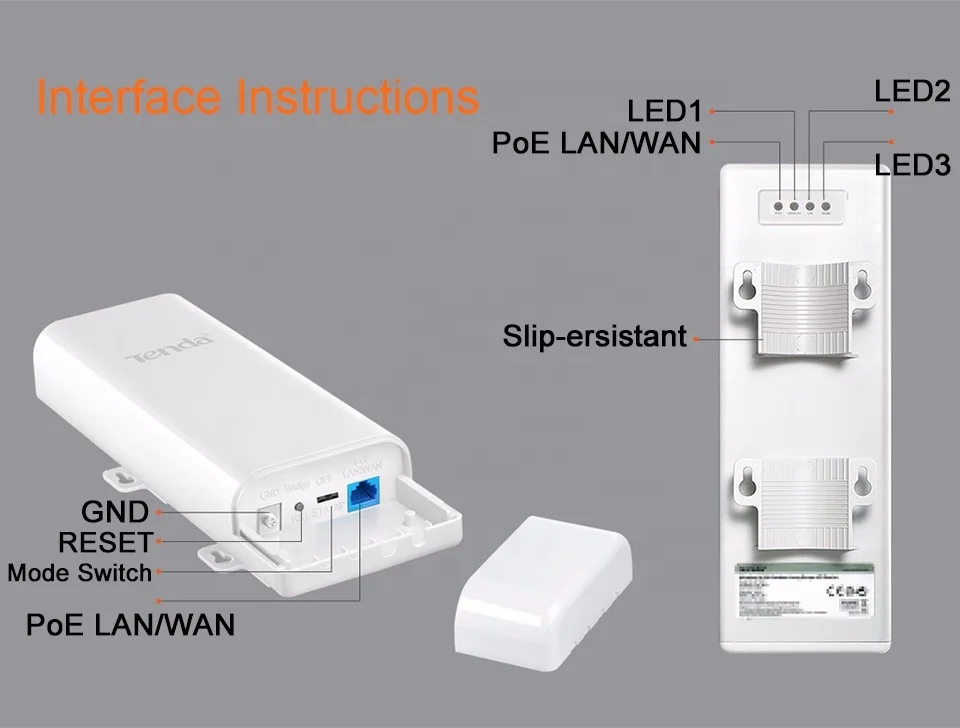 Tenda O3 Wireless Cpe 2.4ghz 5km Automatic Bridging Poe Power Supply ...