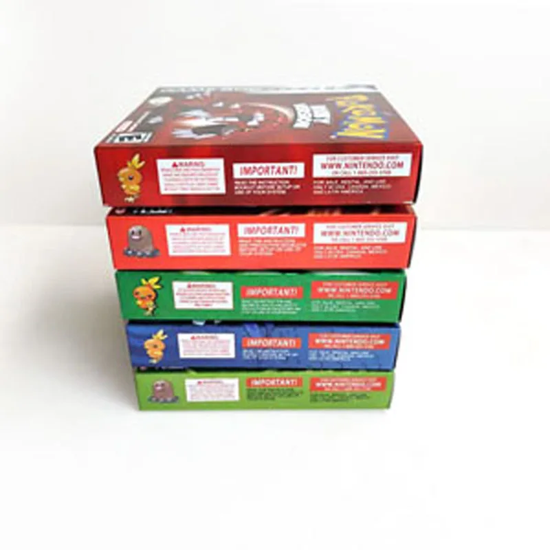Pokemoned Firered New Design Firered Leafgreen Ruby Emerald Sapphire  Metallic Holographic Box Manual Game Cartridge for GBA