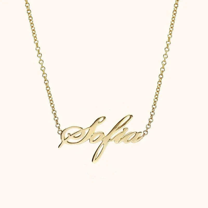 Wholesale Custom Logo Letter Name Necklace 18k Gold Plated Stainless