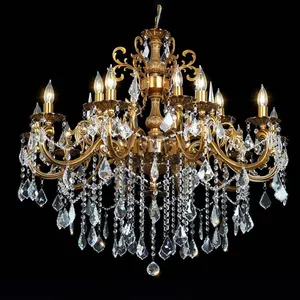 Wedding Restaurant Chandelier Retro Style Bronze Gold Maria Theresa Empire Big Gold Crystal Chandelier