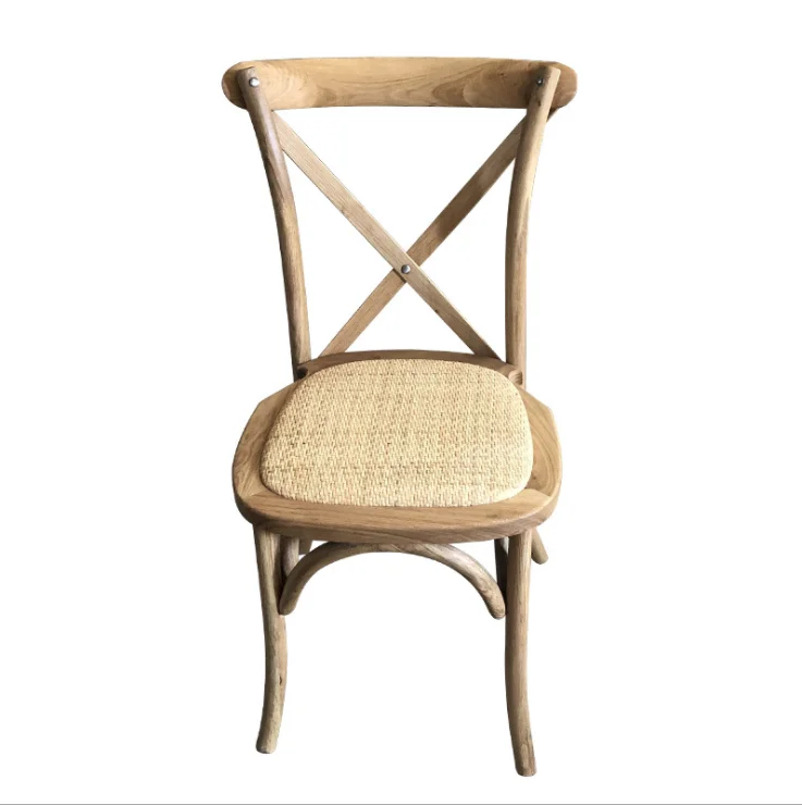 2022 Wholesale Stack Stackable Beech Oak Crossback Chair Cross Back Chair Vineyard Dining Wood X Wedding Home Furniture Modern