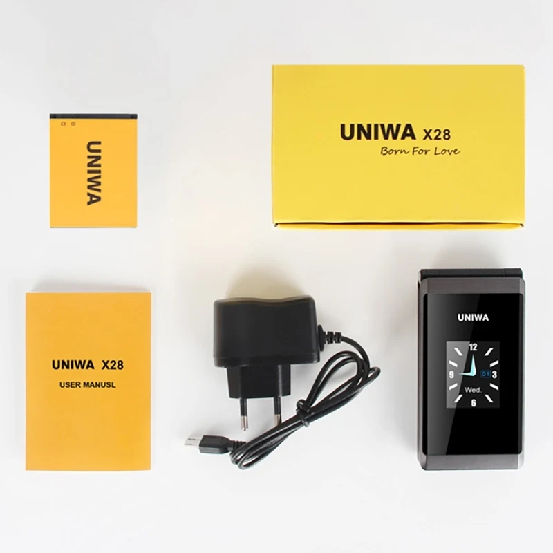 Uniwa X28 Flip Phone 2.8 Inch + 1.77 Inch Dual-screen 1200mah Battery ...