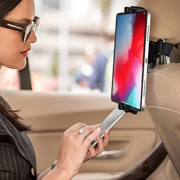 Подголовник для планшета, держатель для автомобильного заднего сиденья, автомобильное крепление для детей с регулируемым ремешком, универсальный, совместимый с экраном 4-12,9\