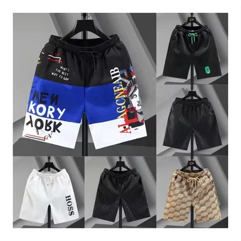 Casual shorts Men's running sports baseball shorts Men's summer elastic-waistband solid knee pants