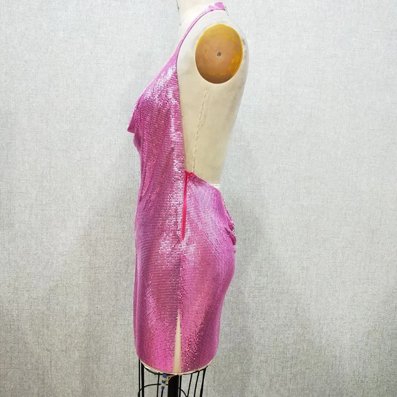 hot pink chainmail dress Pink Backless Chainmail Dress