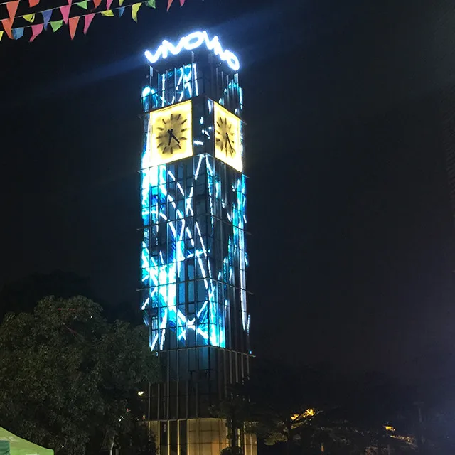 Outdoor IP68 Flexible Scrolling LED Mesh Display Transparent Grid Screen Mesh P50 P83 P100 P125 for Media Facade Advertisement
