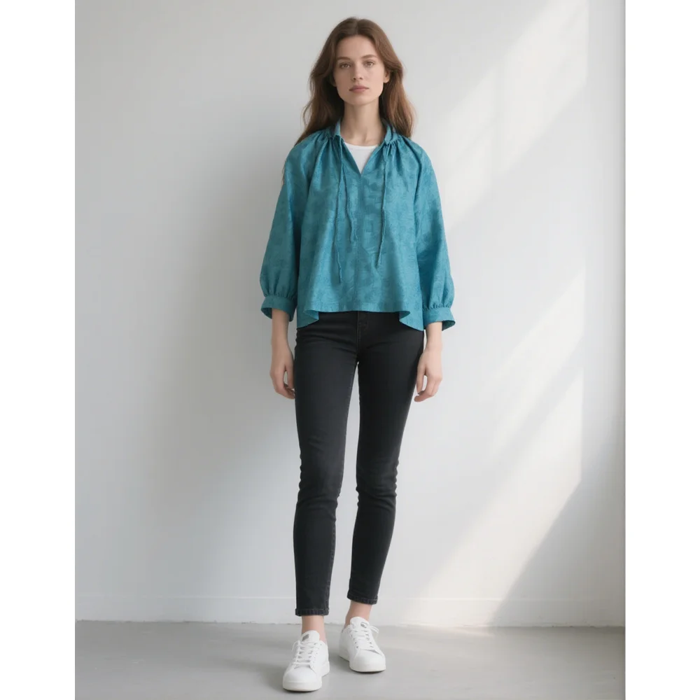 Baju Linen Panas Bahan Bajajang Ambekan Perempuan Tunik Ibu-ibu Longgar Jadul Atasan Perempuan Baju