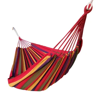 Cross border Canvas hammock Outdoor wholesale anti-rollover single and double swing Outdoor hammock camping with wooden sticks