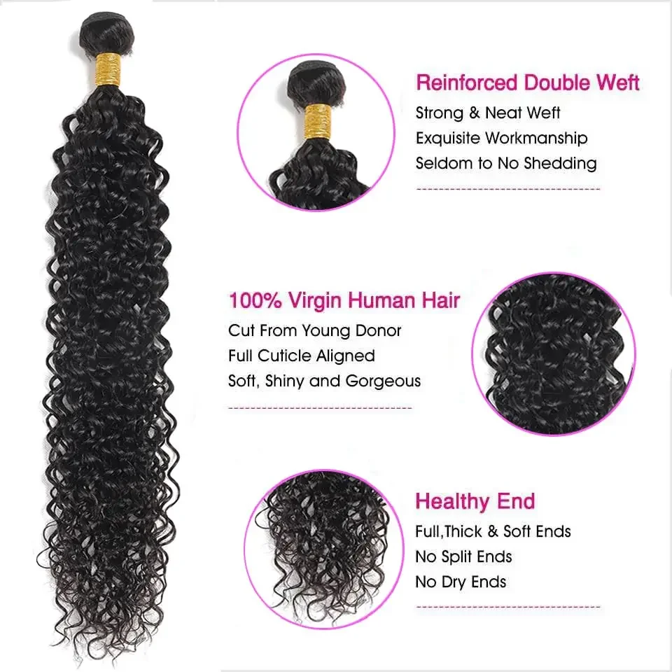 Pacchetti di capelli brasiliani, pacchetti di capelli umani Water Wave, pacchetti di capelli ricci Water Wave di colore naturale, intrecci di capelli spessi_voghion.com