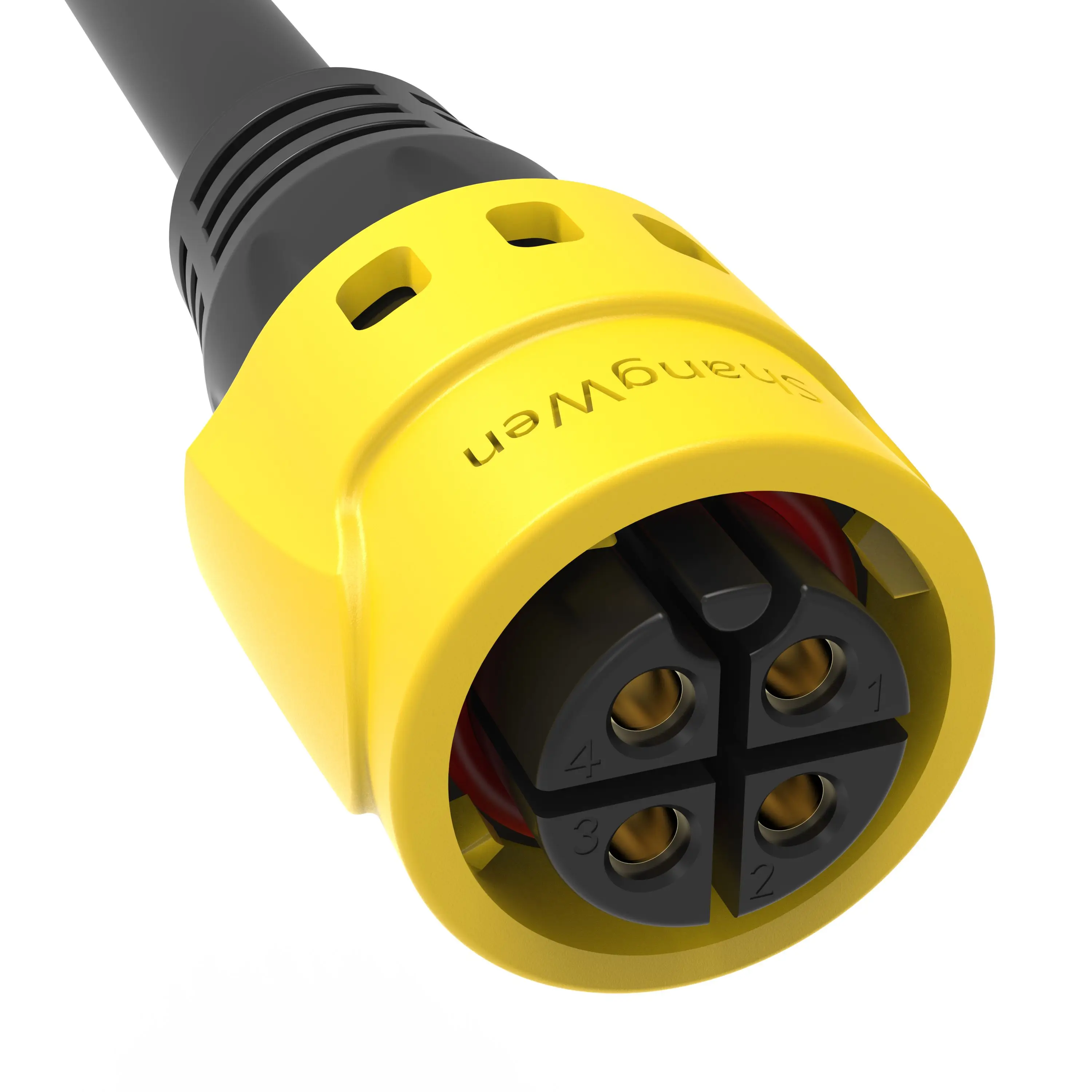 M19 Series Push-pull Self-locking Connection Yellow Industrial 4 Pin Female Male Plug Power Connector