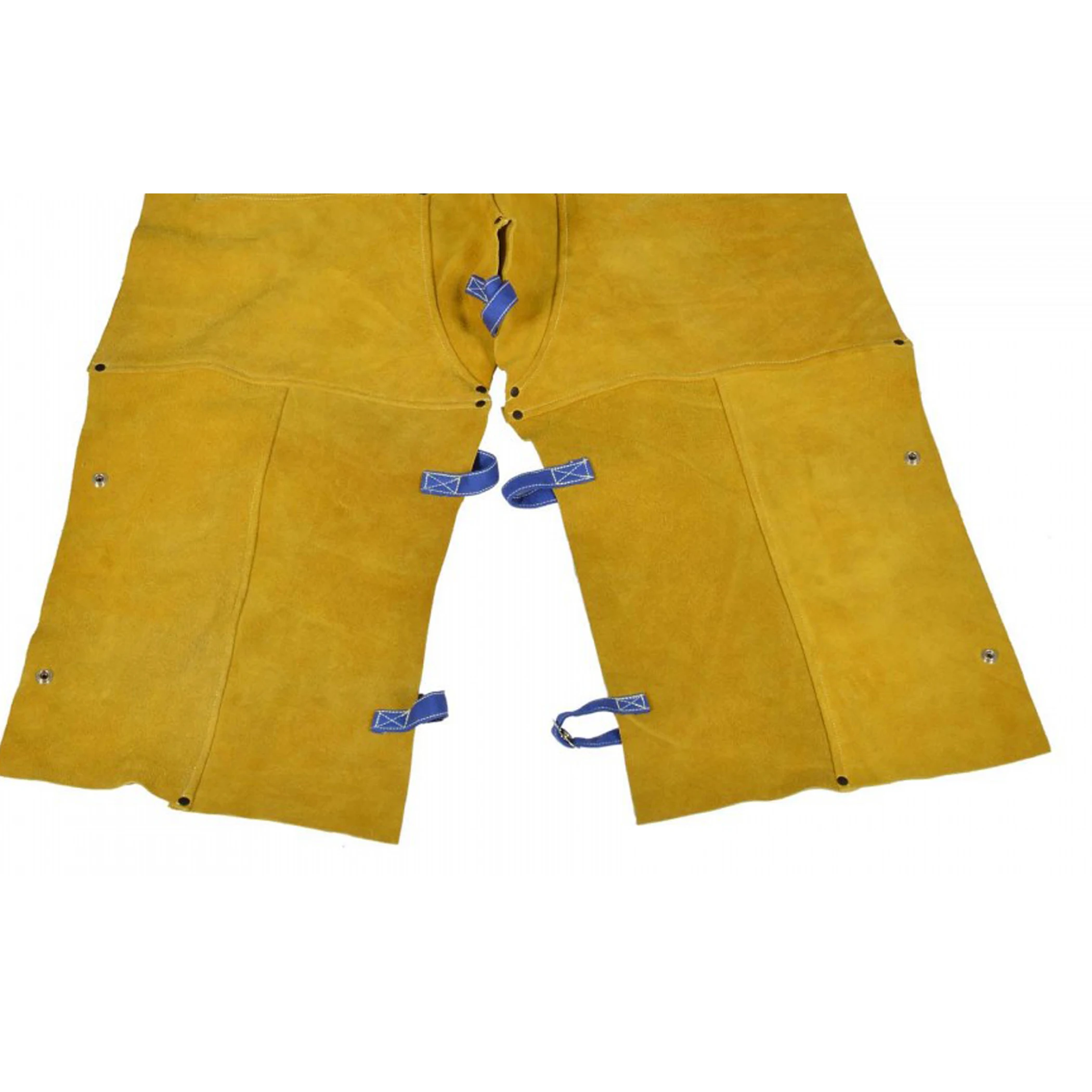 WELDING BIB APRON WITH FULL LEG/ MADE of GOLDEN COLOR DRY CLEANABLE & FR COWHIDE SPLIT SUEDE LEATHER