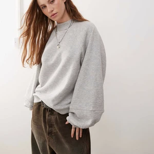 Womens Light Gray Oversized Crew Neck Drop Shoulder Sweatshirt Cotton Casual Versatile Style