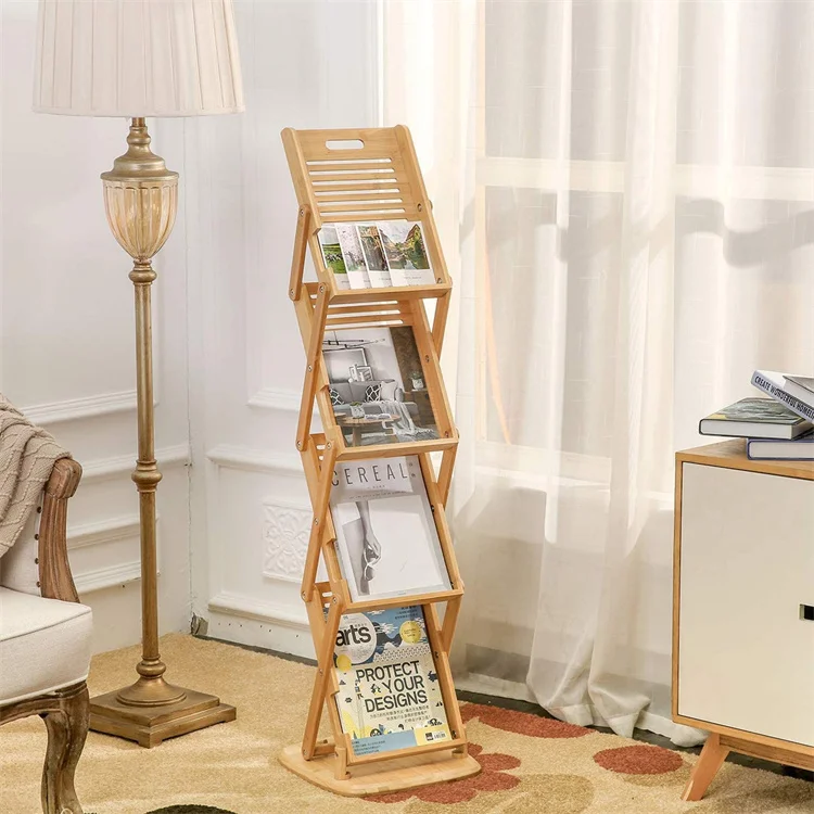 Eco-friendly Bamboo Magazine Racks - Foldable & Durable