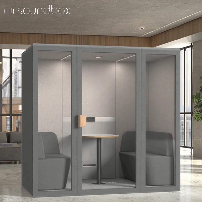 Soundbox 4 Person Quiet Pod Office Meeting Portable Privacy Working Pod Soundproof Acoustic Cabin Booth