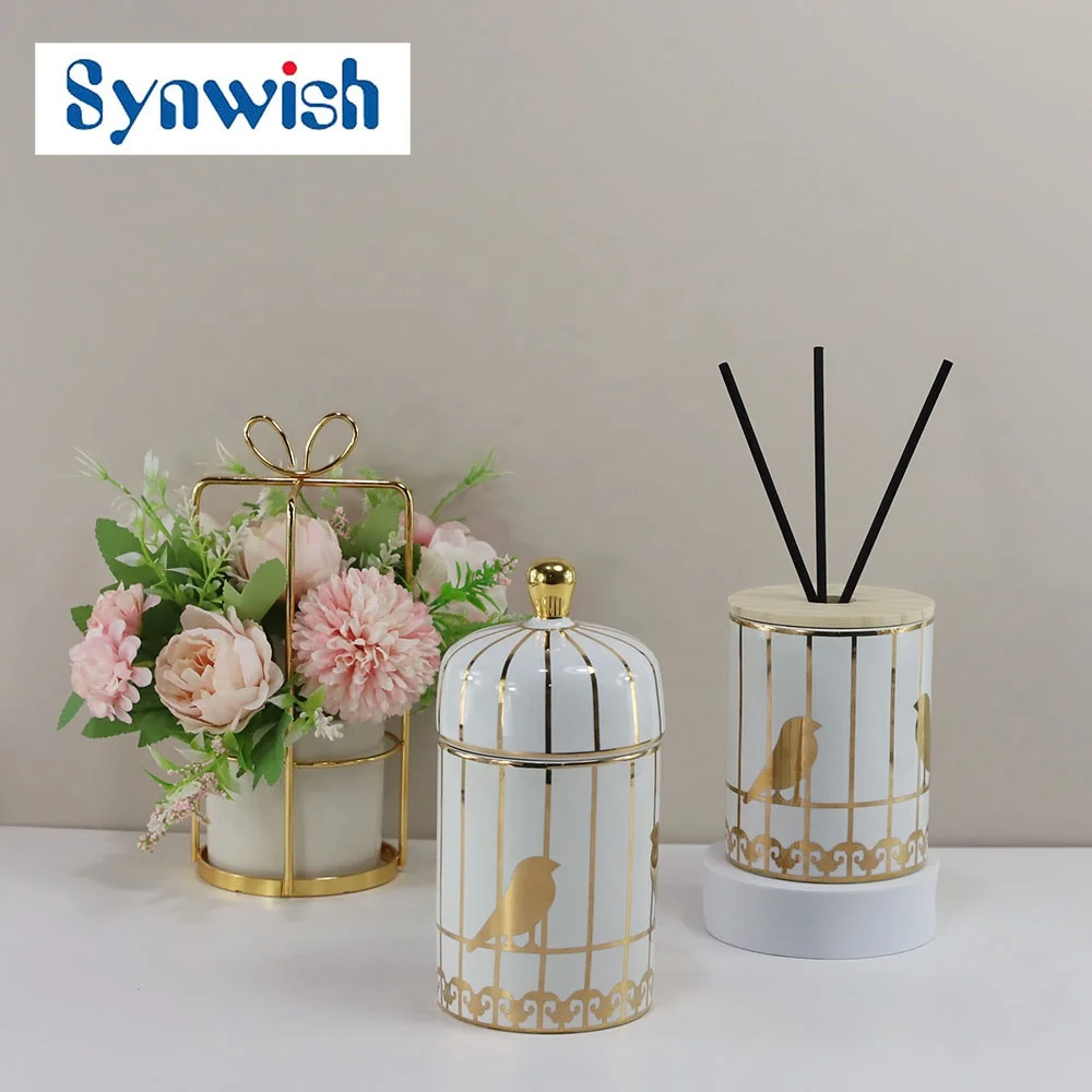 Luxury 12oz Aromatherapy Ceramic Reed Diffuser Jar Empty Air Freshener Perfume Vessel Aroma Luxury Aromatherapy Jar Container