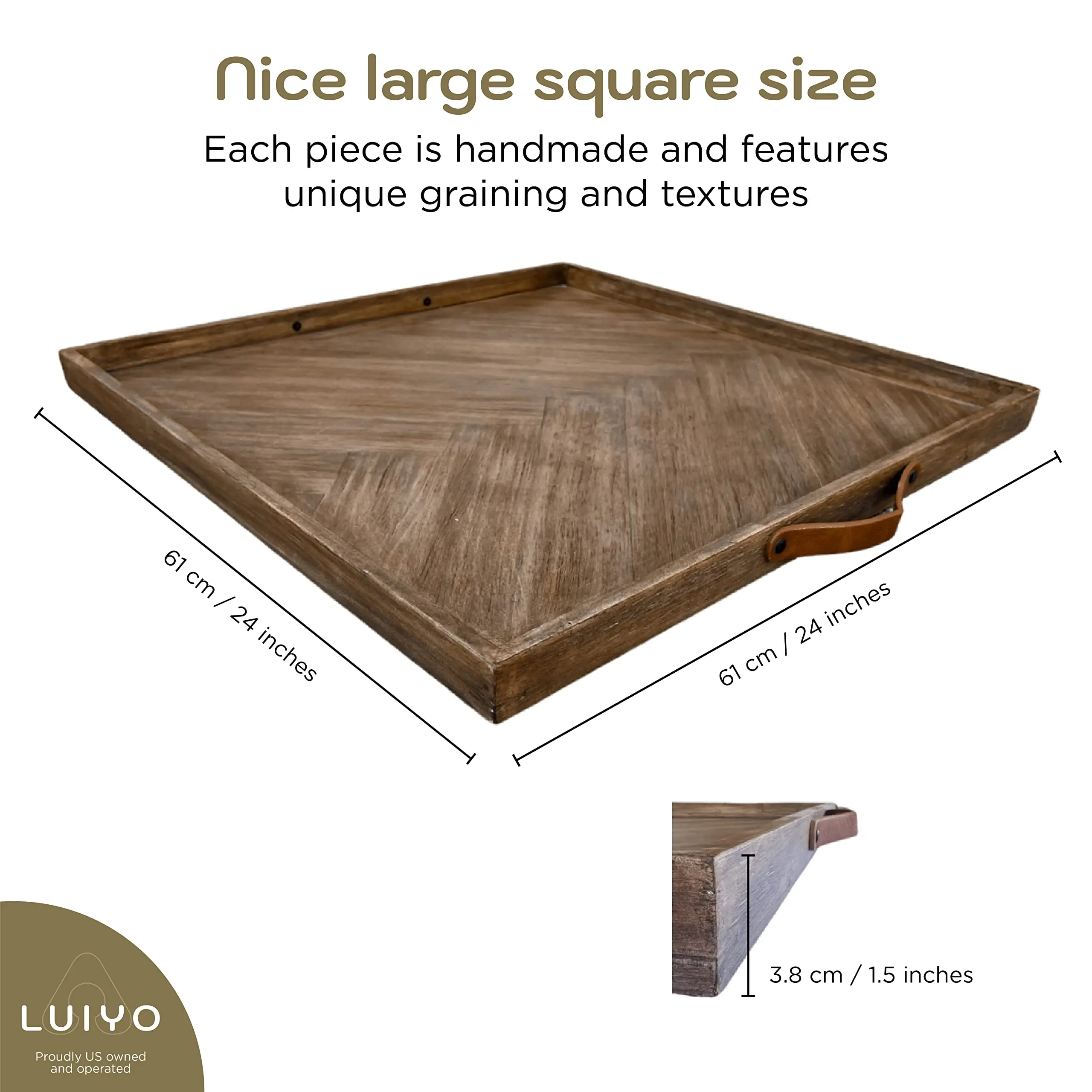 Flexzion Lot De 3 Plateaux De Service Rustiques En Bois De Sapin Empilables Avec Poignées - Plateau Charcuterie Et Décoration