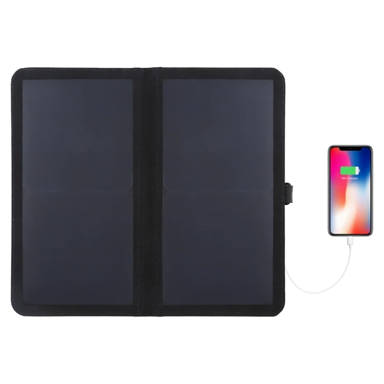 Оптовая Продажа Портативный HAWEEL 14 Вт ультратонкий 2 раза складное портативное зарядное устройство от солнечной энергии с выходом 5V / 2.2A USB порт Поддержка QC3.0 и АФК