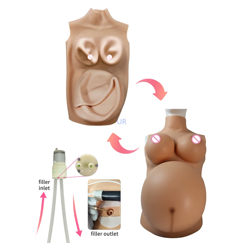 Aufblasbarer Knstlicher Silikon-Schwangerschaftsbauch mit D-Cup-Brsten  fr Crossdresser, Cosplay, Falsche Schwangerschaft, Babybauch,  Filmrequisiten