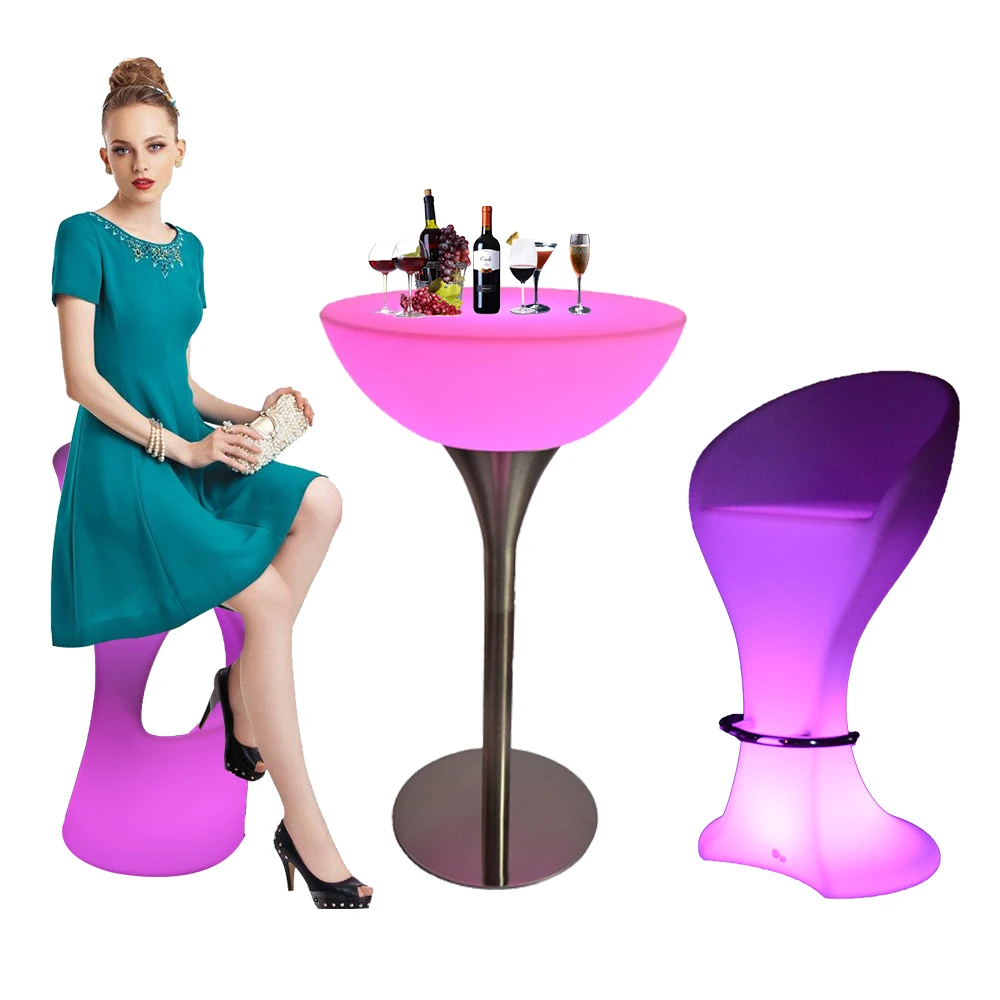 Tavolo e sedia da ballo/mobili da esterno a LED in plastica