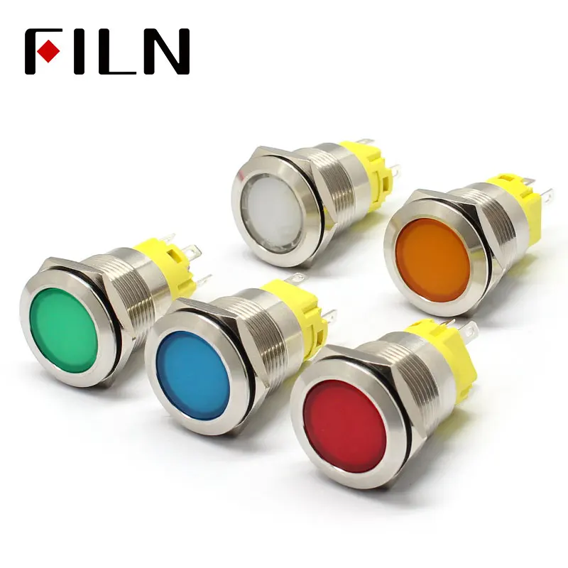 Waterproof IP67 Metal LED Warning Indicator Light Signal Lamp Pilot  Push Button Switch Wire 3V 5V 12V 220v Latching Momentary