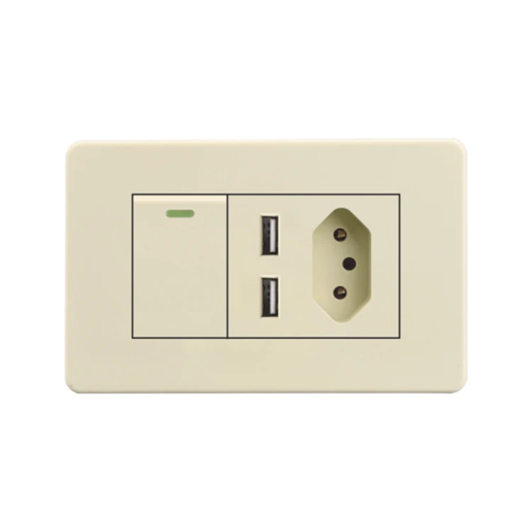 Brazil Standard Multi Function Electrical Switch Socket 2 Usb Wall Switches and Socket for Home