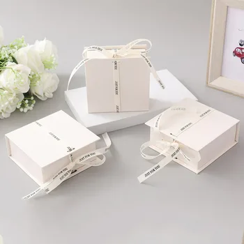 Exquisite Flap Jewelry Box Gift Bow Ribbon Book Ring Earring Necklace Travel Packaging Set Boxes Portable Jewelry Storage Box