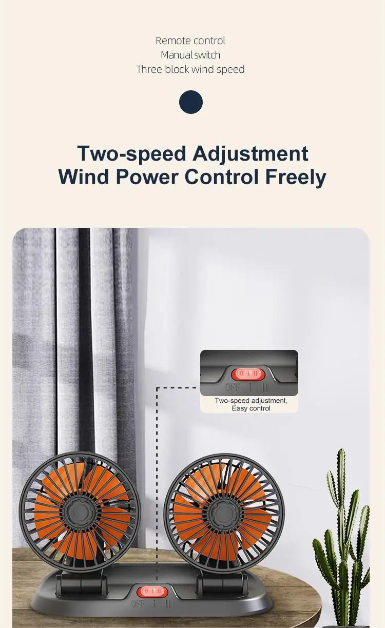 Universal Car Cooling Fan 5v/12v/24v Mini Dual Head Cooler Fan Adjustable Auto Electric Fan For