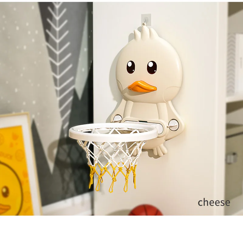 Yellow Duck Durable Plastic Mini Basketball Hoop with Electronic Scoreboard Inflatable Pool Floating Toy Slide
