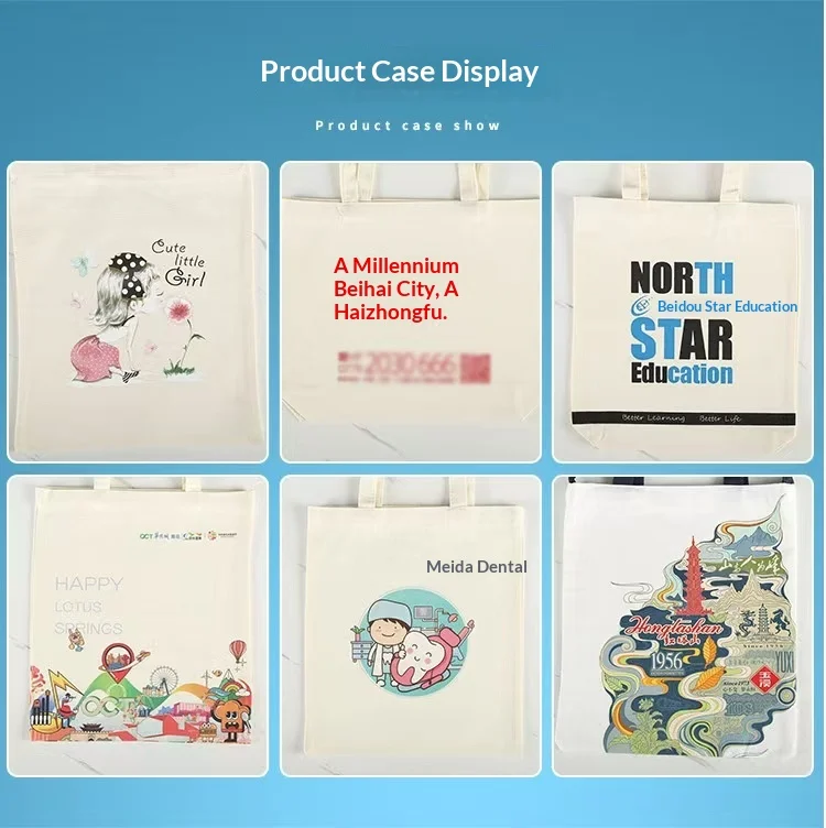 Wholesale Custom Printed Logo Cotton Shopping Bags Reusable Gift Packaging Canvas Tote Bags preview 4