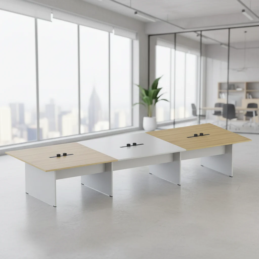 Executive Smart Conference Table Triple Power Rail ABS Connection System Modern Meeting Room Solution 2