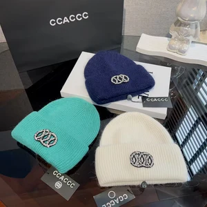 Designer Brand New Double-C Wool Knit Hat, Warm Winter Earmuff Hat, Versatile Headwear, Wholesale Winter Hat.